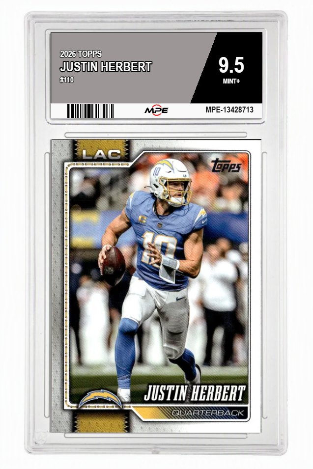 2026 TOPPS #110 JUSTIN HERBERT MPE 9.5 MINT+ — graded card auctioned from the MPE vault