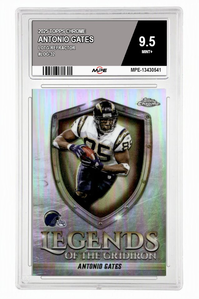 2025 TOPPS CHROME LOTG-REFRACTOR #LOG-32 ANTONIO GATES MPE 9.5 MINT+ — graded card auctioned from the MPE vault