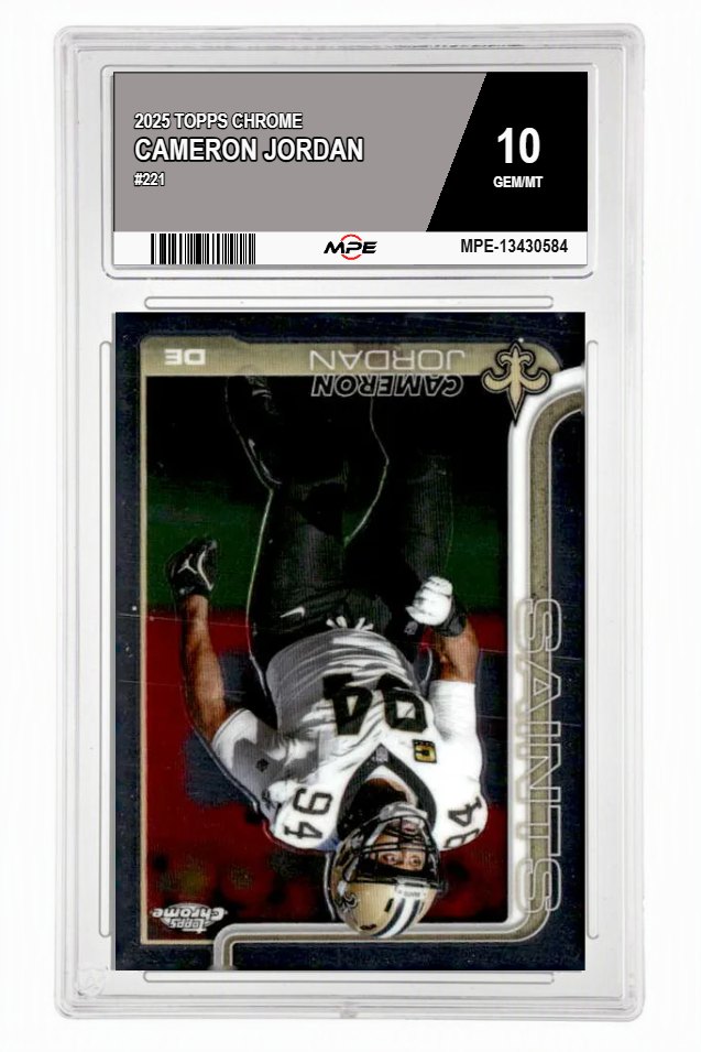 2025 TOPPS CHROME #221 CAMERON JORDAN MPE 10 GEM/MT — graded card auctioned from the MPE vault