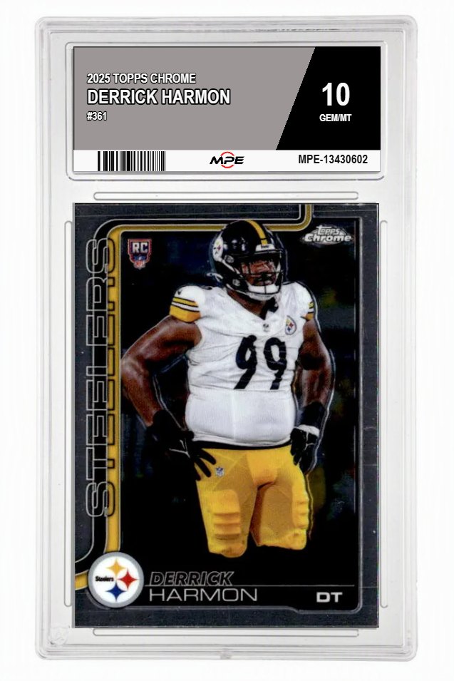 2025 TOPPS CHROME #361 DERRICK HARMON MPE 10 GEM/MT — graded card auctioned from the MPE vault