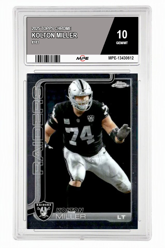 2025 TOPPS CHROME #183 KOLTON MILLER MPE 10 GEM/MT — graded card auctioned from the MPE vault
