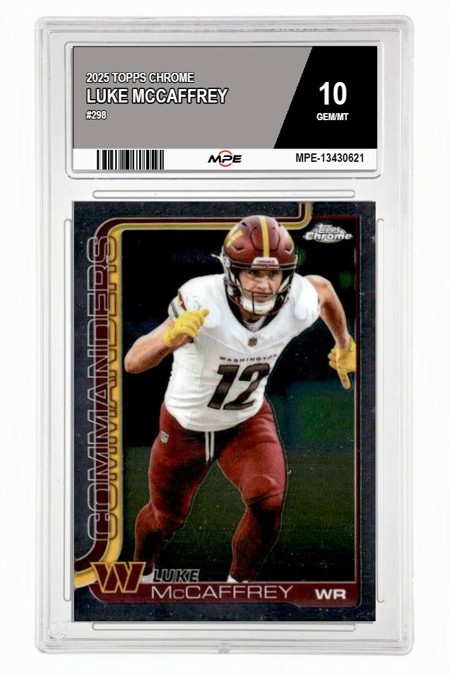 2025 TOPPS CHROME #298 LUKE MCCAFFREY MPE 10 GEM/MT — graded card auctioned from the MPE vault