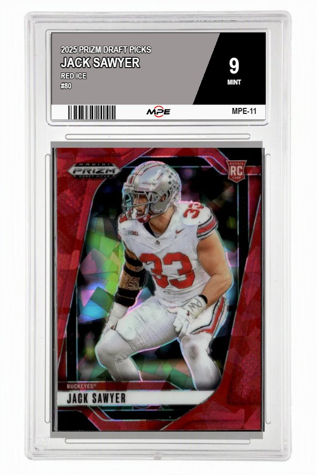 2025 PRIZM DRAFT PICKS RED ICE #80 JACK SAWYER MPE 9 MINT — graded card auctioned from the MPE vault