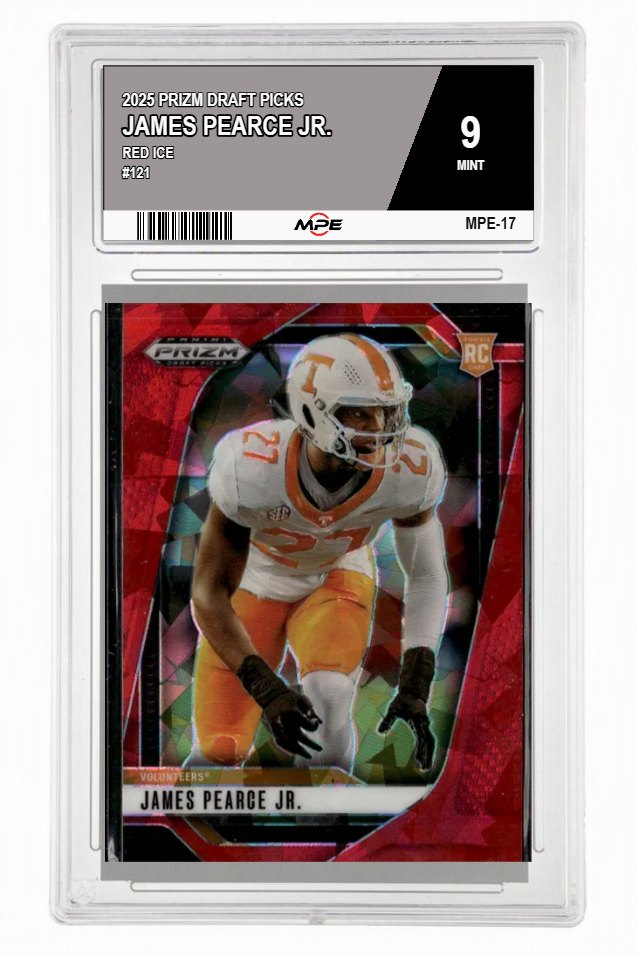 2025 PRIZM DRAFT PICKS RED ICE #121 JAMES PEARCE JR. MPE 9 MINT — graded card auctioned from the MPE vault