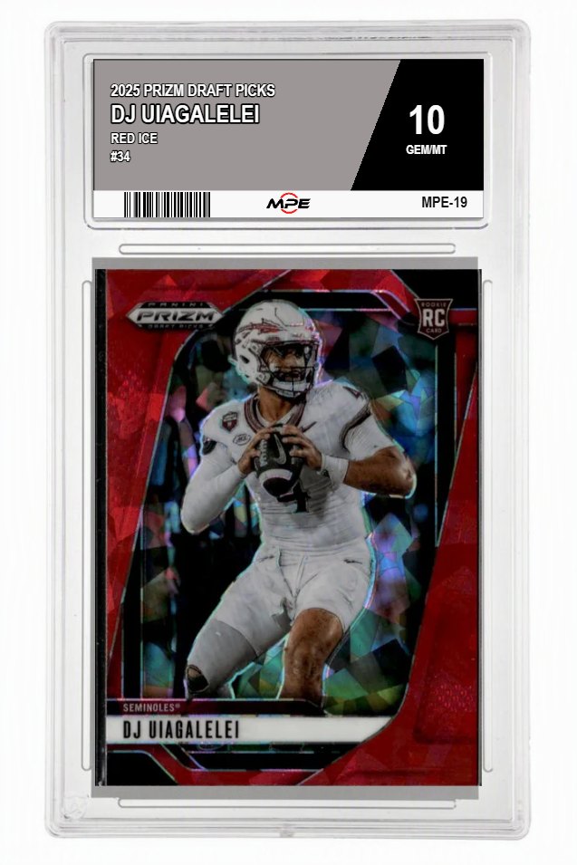 2025 PRIZM DRAFT PICKS RED ICE #34 DJ UIAGALELEI MPE 10 GEM/MT — graded card auctioned from the MPE vault