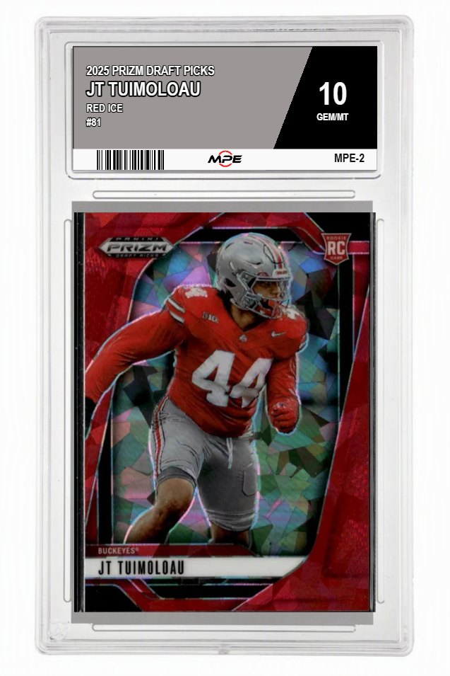 2025 PRIZM DRAFT PICKS RED ICE #81 JT TUIMOLOAU MPE 10 GEM/MT — graded card auctioned from the MPE vault
