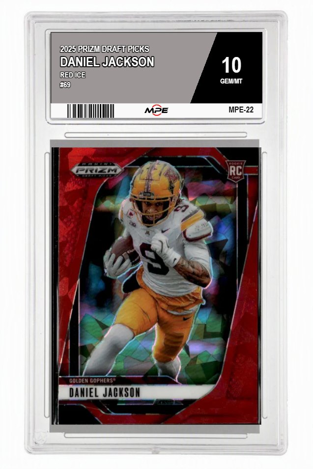 2025 PRIZM DRAFT PICKS RED ICE #69 DANIEL JACKSON MPE 10 GEM/MT — graded card auctioned from the MPE vault