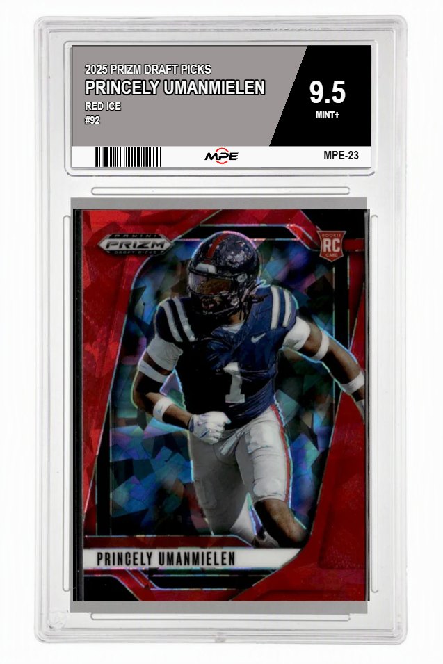 2025 PRIZM DRAFT PICKS RED ICE #92 PRINCELY UMANMIELEN MPE 9.5 MINT+ — graded card auctioned from the MPE vault