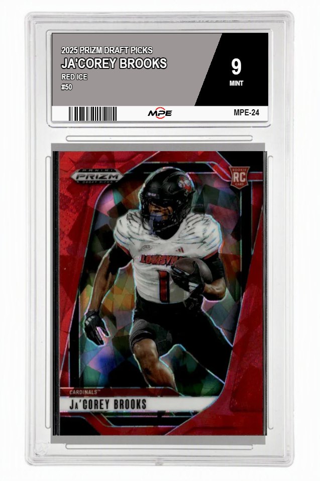 2025 PRIZM DRAFT PICKS RED ICE #50 JA'COREY BROOKS MPE 9 MINT — graded card auctioned from the MPE vault
