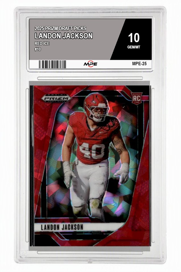 2025 PRIZM DRAFT PICKS RED ICE #10 LANDON JACKSON MPE 10 GEM/MT — graded card auctioned from the MPE vault