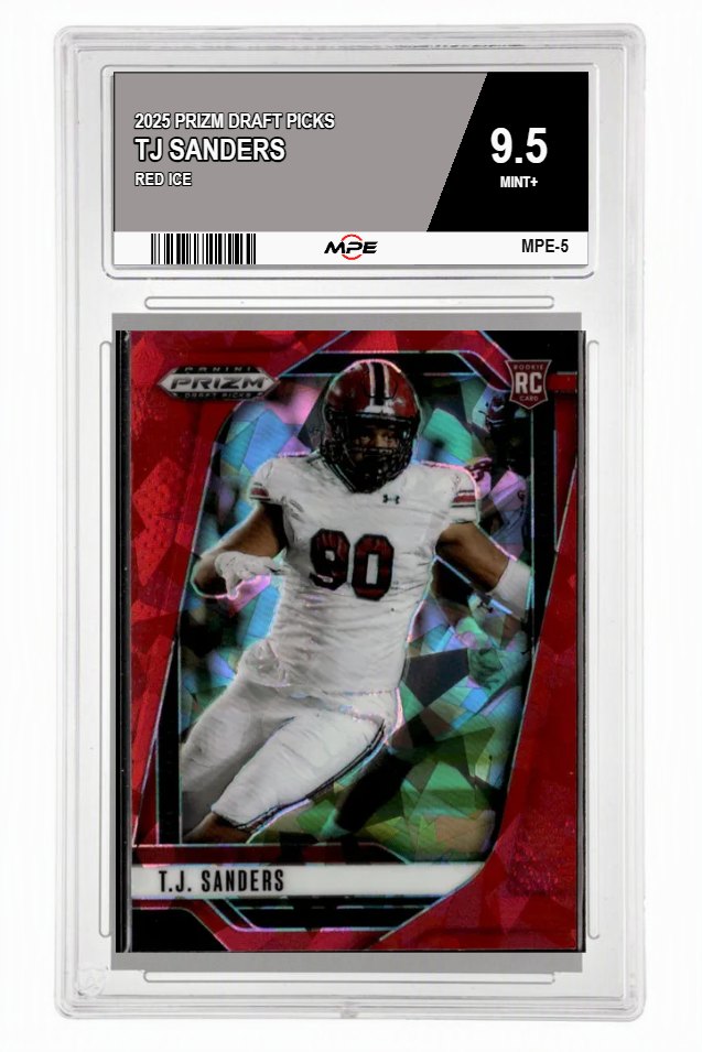 2025 PRIZM DRAFT PICKS RED ICE TJ SANDERS MPE 9.5 MINT+ — graded card auctioned from the MPE vault