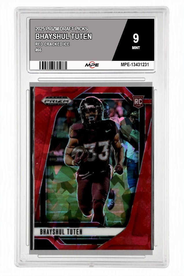 2025 PRIZM DRAFT PICKS RED CRACKED ICE #66 BHAYSHUL TUTEN MPE 9 MINT — graded card auctioned from the MPE vault