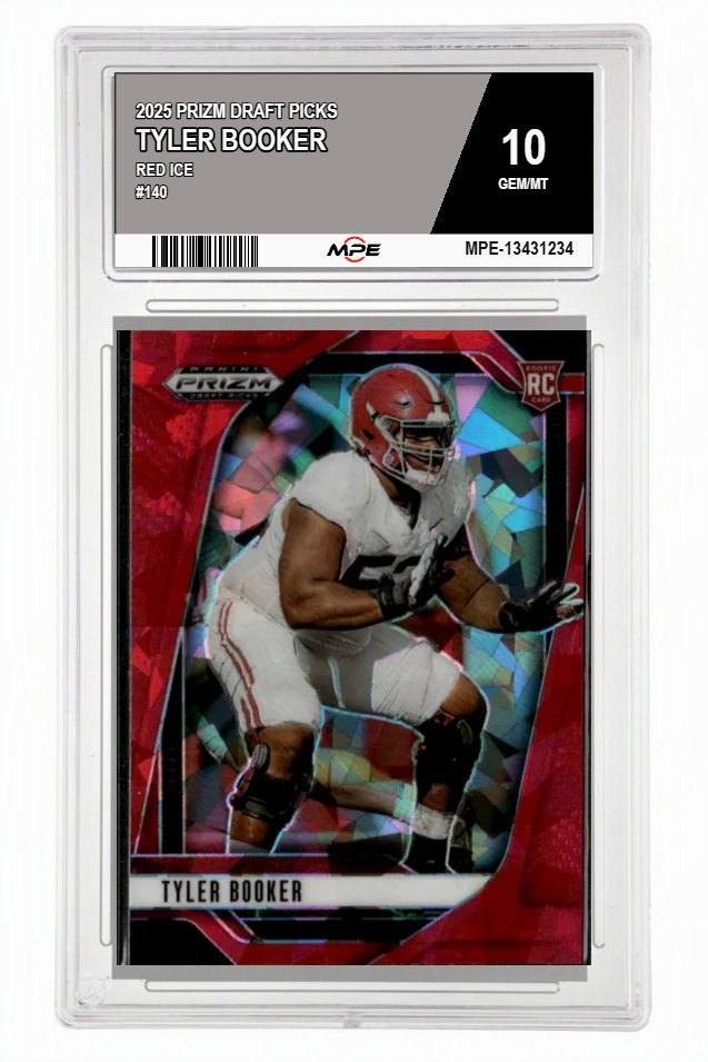 2025 PRIZM DRAFT PICKS Red Ice #140 TYLER BOOKER MPE 10 GEM/MT — graded card auctioned from the MPE vault