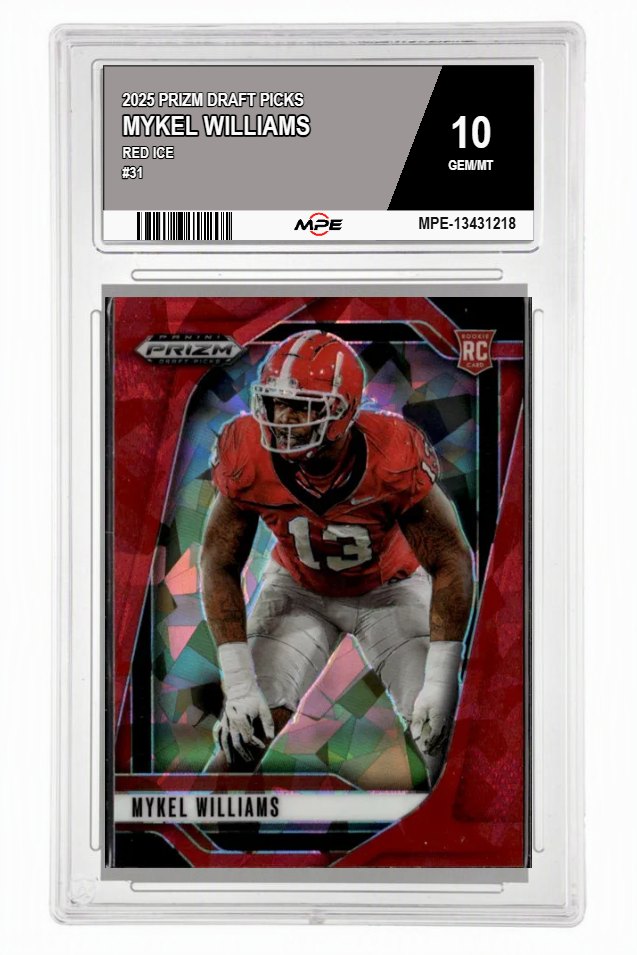 2025 PRIZM DRAFT PICKS Red Ice #31 MYKEL WILLIAMS MPE 10 GEM/MT — graded card auctioned from the MPE vault