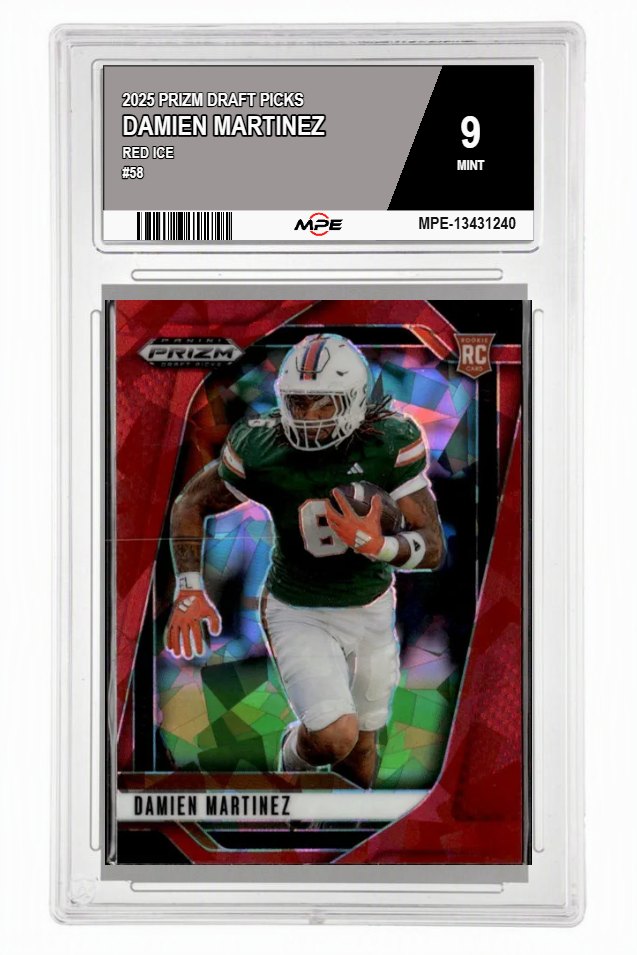 2025 PRIZM DRAFT PICKS Red Ice #58 DAMIEN MARTINEZ MPE 9 MINT — graded card auctioned from the MPE vault