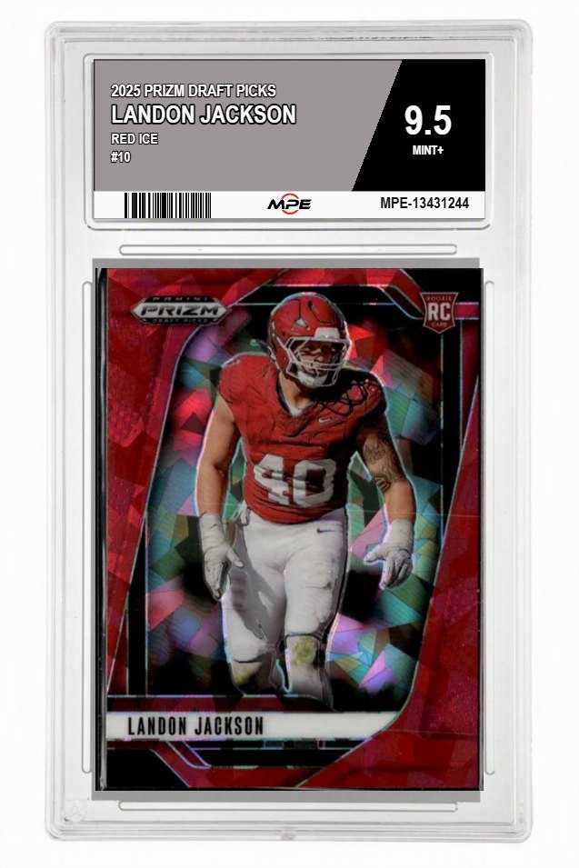 2025 PRIZM DRAFT PICKS Red Ice #10 LANDON JACKSON MPE 9.5 MINT+ — graded card auctioned from the MPE vault