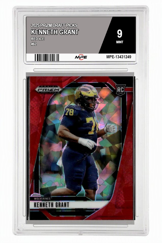 2025 PRIZM DRAFT PICKS Red Ice #62 KENNETH GRANT MPE 9 MINT — graded card auctioned from the MPE vault