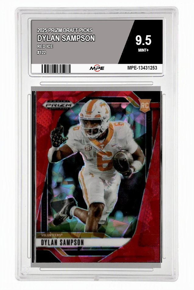 2025 PRIZM DRAFT PICKS Red Ice #122 DYLAN SAMPSON MPE 9.5 MINT+ — graded card auctioned from the MPE vault
