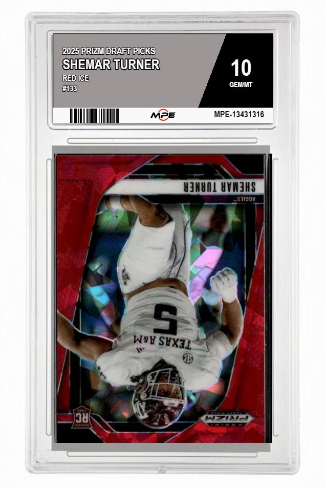 2025 PRIZM DRAFT PICKS Red Ice #133 SHEMAR TURNER MPE 10 GEM/MT — graded card auctioned from the MPE vault