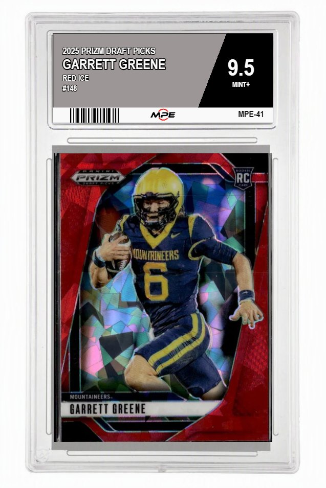 2025 PRIZM DRAFT PICKS Red Ice #148 GARRETT GREENE MPE 9.5 MINT+ — graded card auctioned from the MPE vault