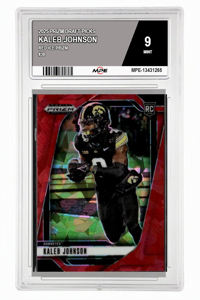 2025 PRIZM DRAFT PICKS RED ICE PRIZM #38 KALEB JOHNSON MPE 9 MINT — graded card auctioned from the MPE vault
