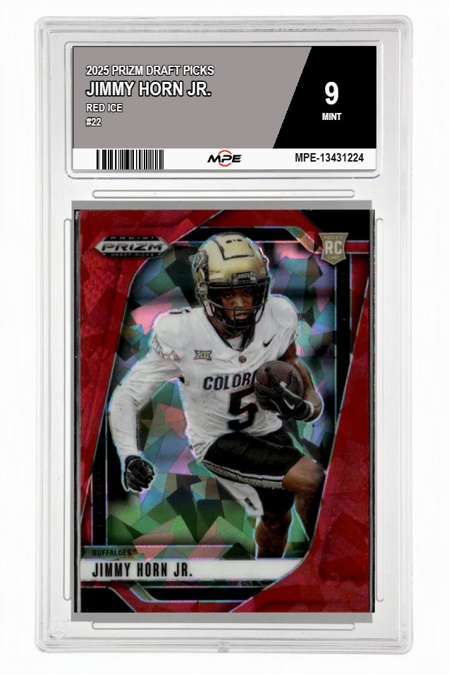 2025 PRIZM DRAFT PICKS Red Ice #22 JIMMY HORN JR. MPE 9 MINT — graded card auctioned from the MPE vault