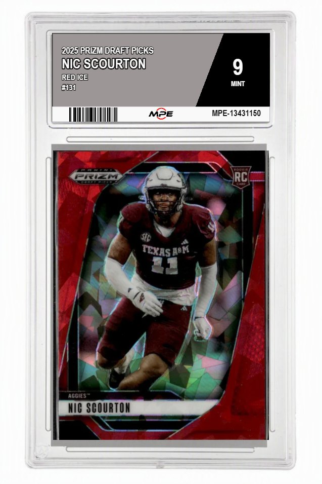2025 PRIZM DRAFT PICKS RED ICE #131 NIC SCOURTON MPE 9 MINT — graded card auctioned from the MPE vault
