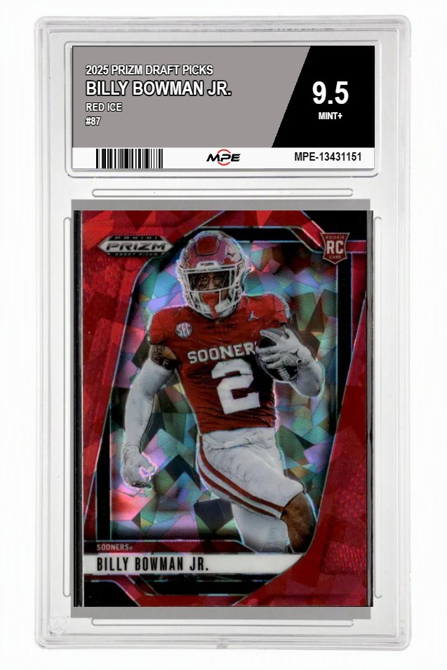 2025 PRIZM DRAFT PICKS RED ICE #87 BILLY BOWMAN JR. MPE 9.5 MINT+ — graded card auctioned from the MPE vault