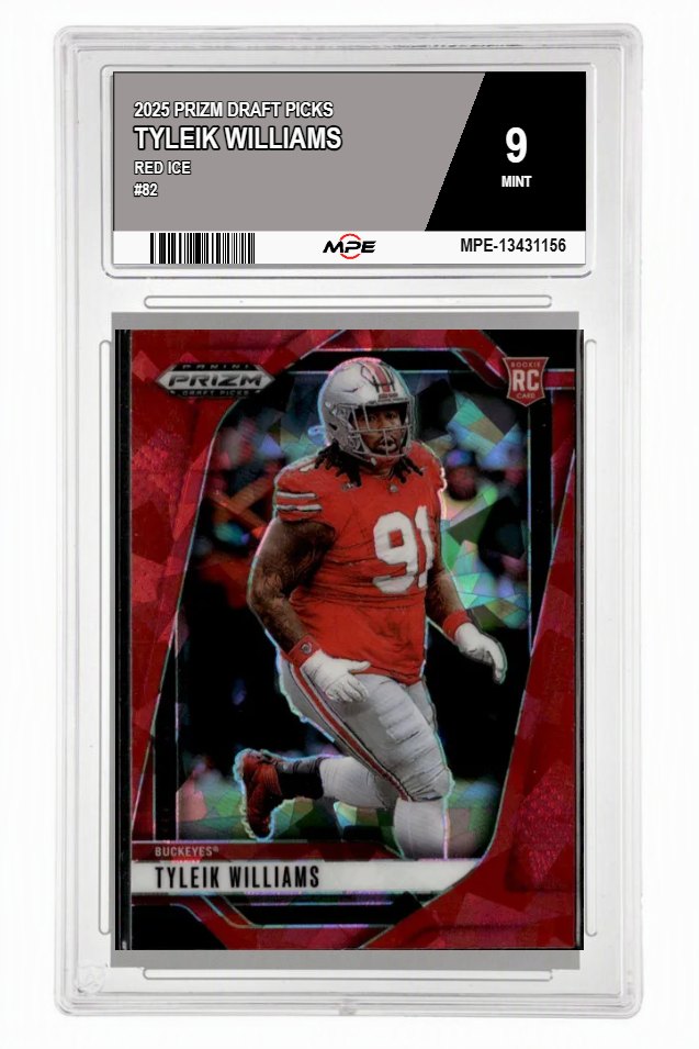 2025 PRIZM DRAFT PICKS Red Ice #82 TYLEIK WILLIAMS MPE 9 MINT — graded card auctioned from the MPE vault