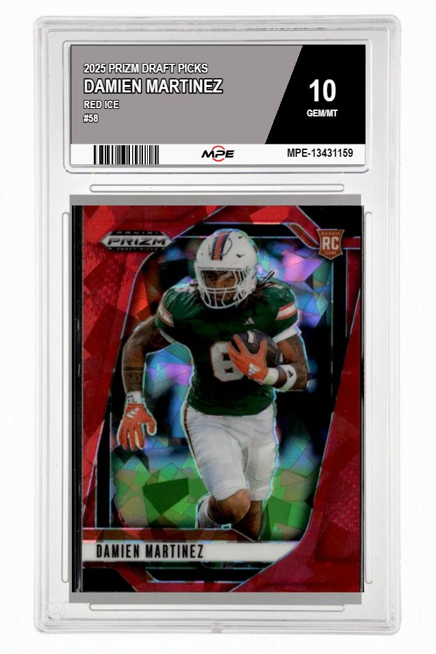 2025 PRIZM DRAFT PICKS Red Ice #58 DAMIEN MARTINEZ MPE 10 GEM/MT — graded card auctioned from the MPE vault