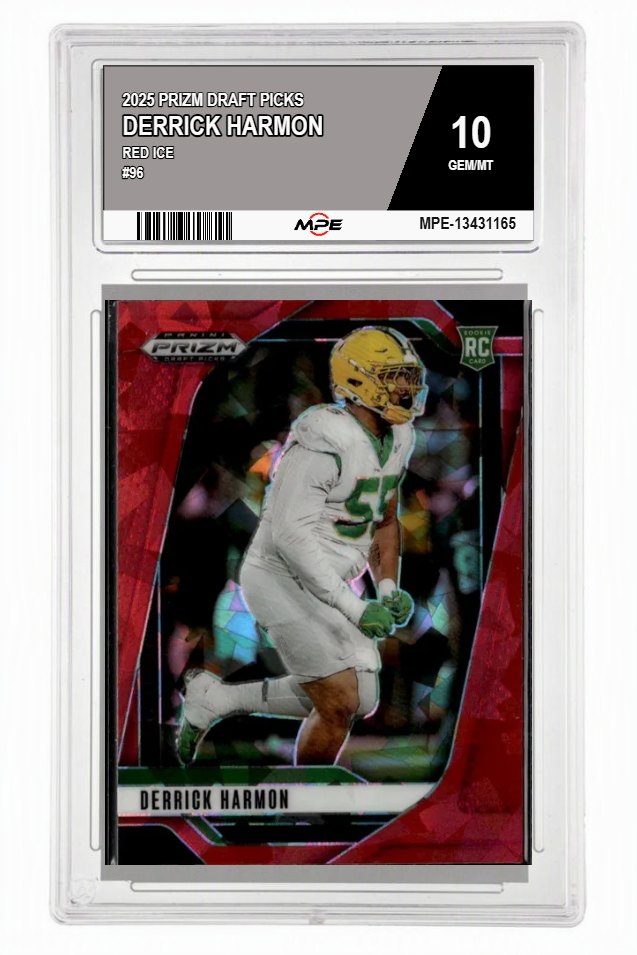 2025 PRIZM DRAFT PICKS Red Ice #96 DERRICK HARMON MPE 10 GEM/MT — graded card auctioned from the MPE vault