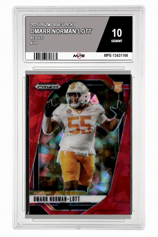 2025 PRIZM DRAFT PICKS Red Ice #120 OMARR NORMAN-LOTT MPE 10 GEM/MT — graded card auctioned from the MPE vault