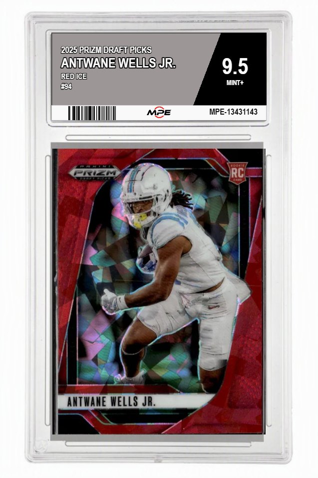 2025 PRIZM DRAFT PICKS Red Ice #94 ANTWANE WELLS JR. MPE 9.5 MINT+ — graded card auctioned from the MPE vault