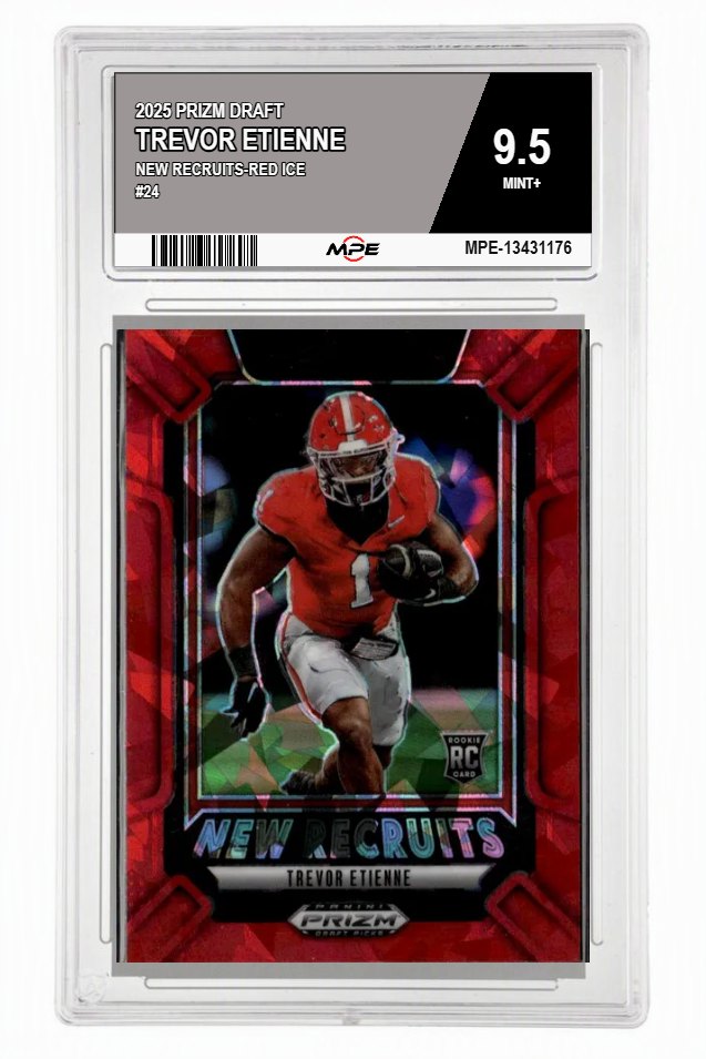 2025 PRIZM DRAFT NEW RECRUITS-Red Ice #24 TREVOR ETIENNE MPE 9.5 MINT+ — graded card auctioned from the MPE vault