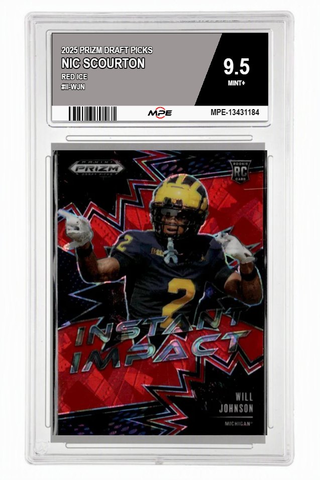 2025 PRIZM DRAFT PICKS RED ICE #II-WJN NIC SCOURTON MPE 9.5 MINT+ — graded card auctioned from the MPE vault