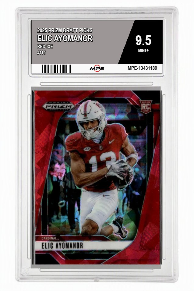 2025 PRIZM DRAFT PICKS Red Ice #115 ELIC AYOMANOR MPE 9.5 MINT+ — graded card auctioned from the MPE vault