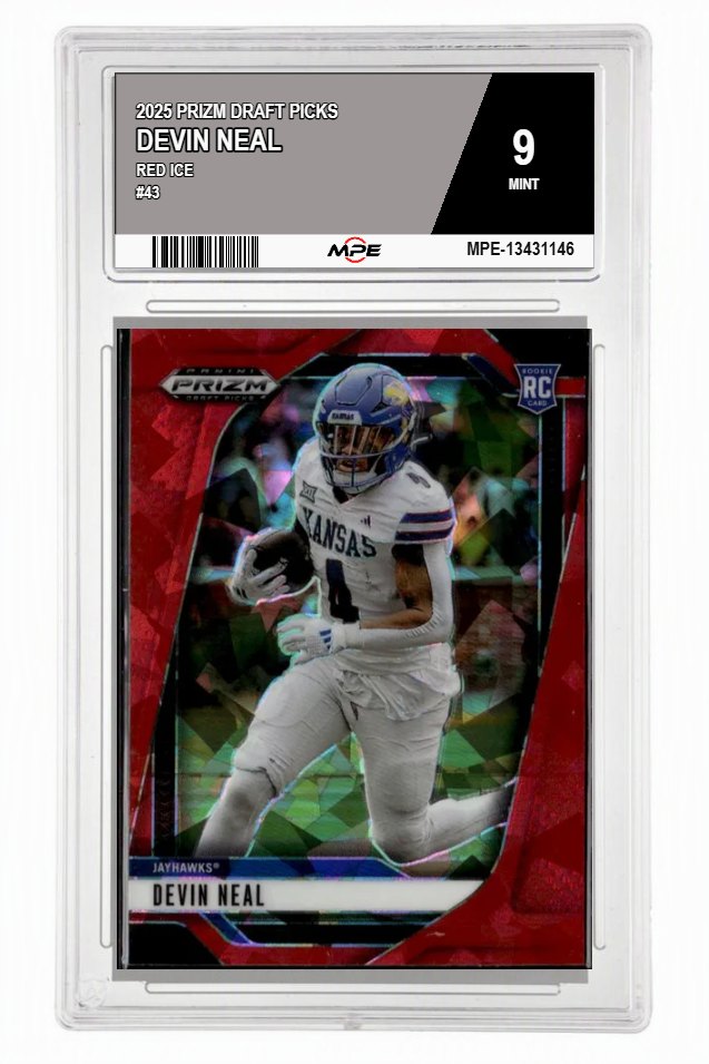 2025 PRIZM DRAFT PICKS RED ICE #43 DEVIN NEAL MPE 9 MINT — graded card auctioned from the MPE vault