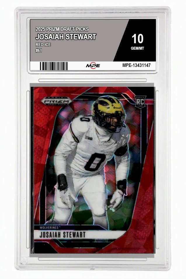2025 PRIZM DRAFT PICKS Red Ice #61 JOSAIAH STEWART MPE 10 GEM/MT — graded card auctioned from the MPE vault
