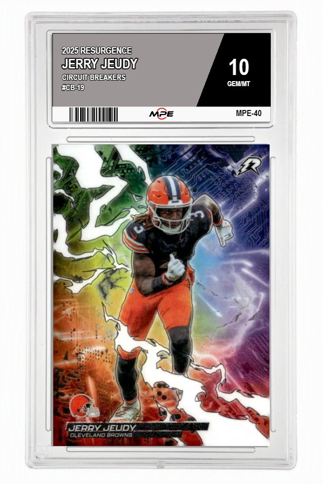 2025 RESURGENCE CIRCUIT BREAKERS #CB-19 JERRY JEUDY MPE 10 GEM/MT — graded card auctioned from the MPE vault