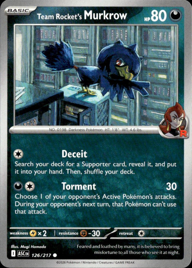 2026 Pokemon Mega Evolution Team Rocket's Murkrow graded slab