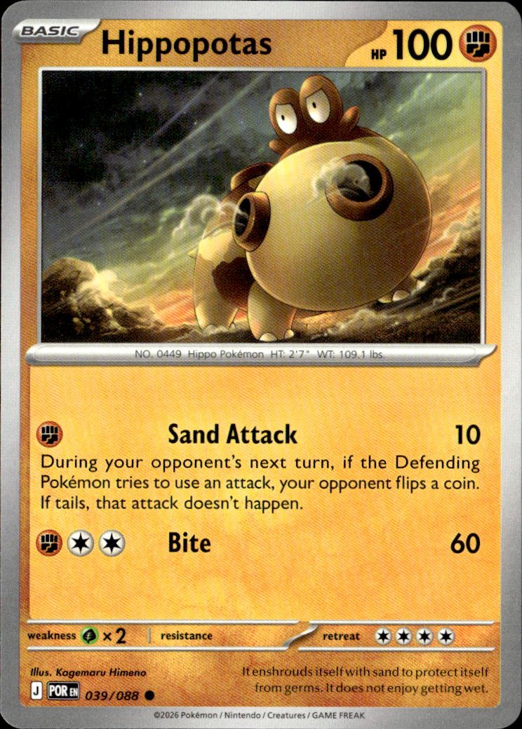 2026 Pokemon Mega Evolution Hippopotas graded slab