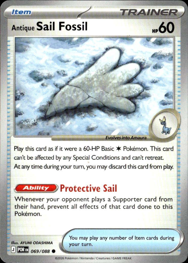 2026 Pokemon Mega Evolution Antique Sail Fossil graded slab