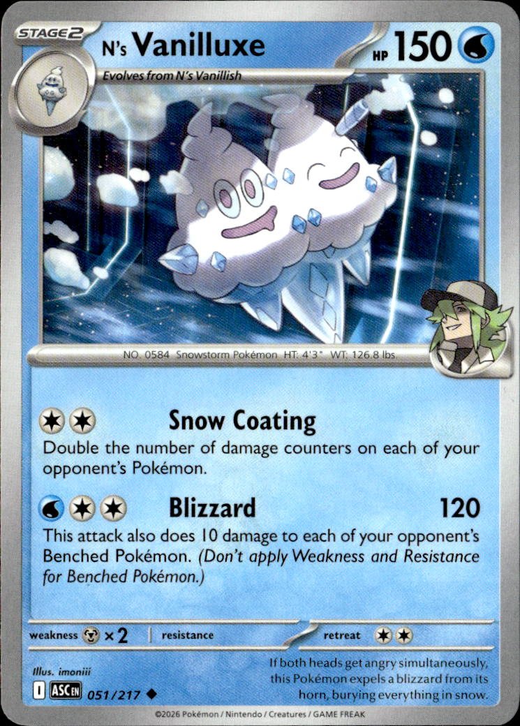 2026 Pokemon Mega Evolution N's Vanilluxe graded slab