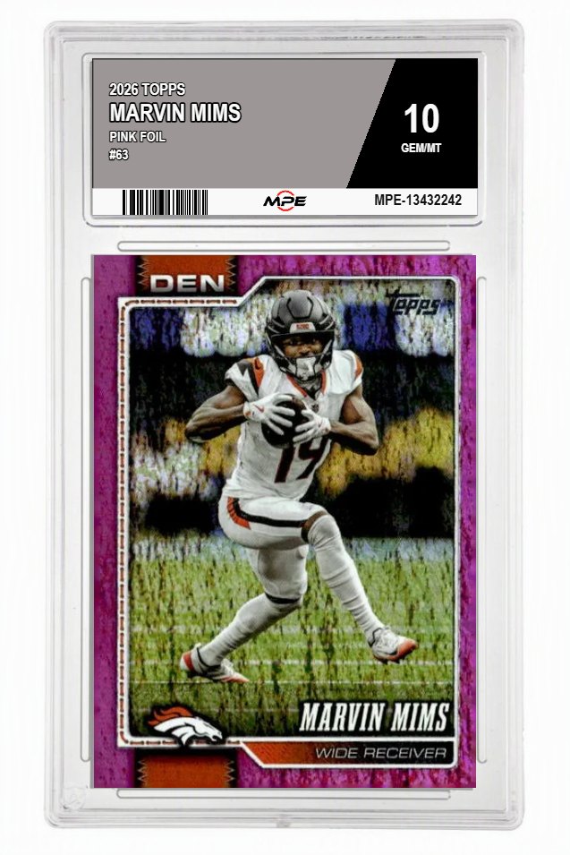 2026 TOPPS PINK FOIL #63 MARVIN MIMS MPE 10 GEM/MT — graded card auctioned from the MPE vault