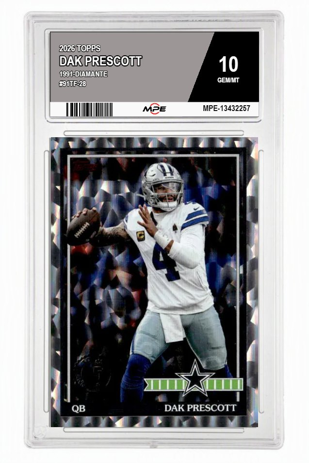 2026 TOPPS 1991-DIAMANTE #91TF-28 DAK PRESCOTT MPE 10 GEM/MT — graded card auctioned from the MPE vault