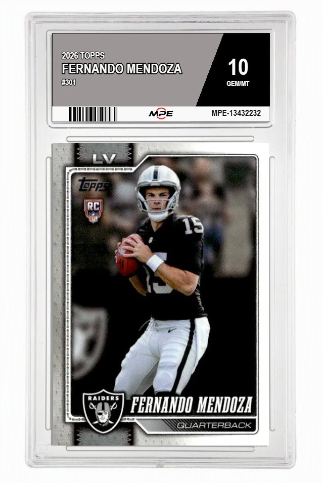 2026 TOPPS #301 FERNANDO MENDOZA MPE 10 GEM/MT — graded card auctioned from the MPE vault