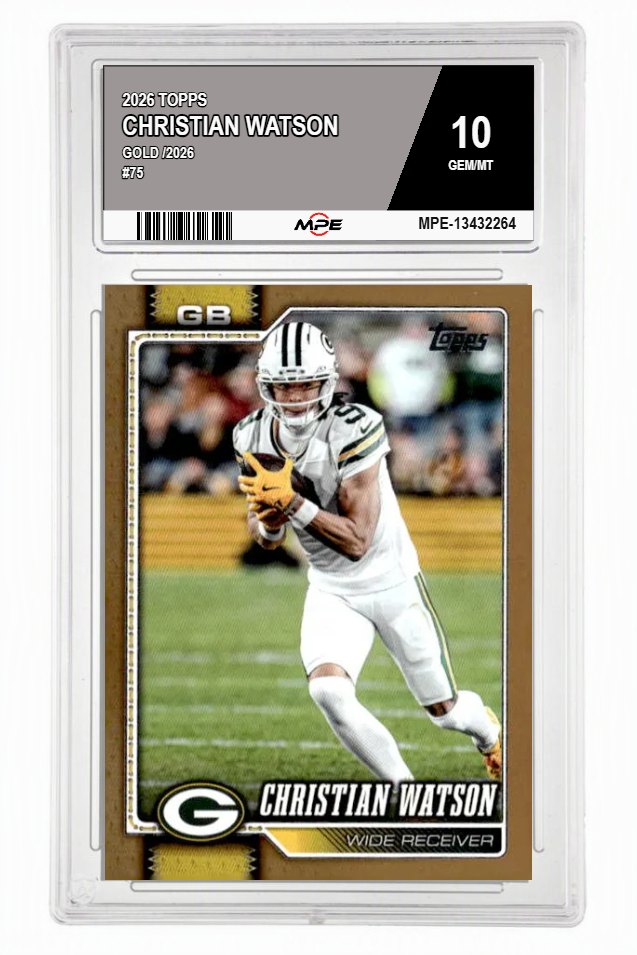 2026 TOPPS GOLD /2026 #75 CHRISTIAN WATSON MPE 10 GEM/MT — graded card auctioned from the MPE vault