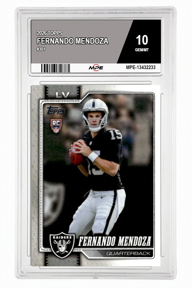 2026 TOPPS #301 FERNANDO MENDOZA MPE 10 GEM/MT — graded card auctioned from the MPE vault