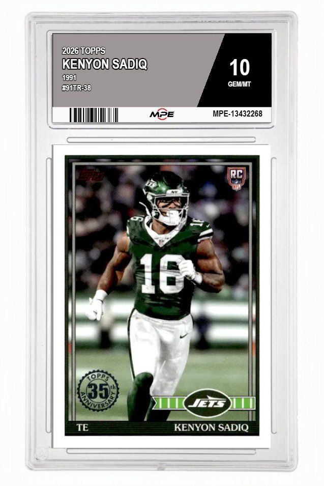 2026 TOPPS 1991 #91TR-38 KENYON SADIQ MPE 10 GEM/MT — graded card auctioned from the MPE vault