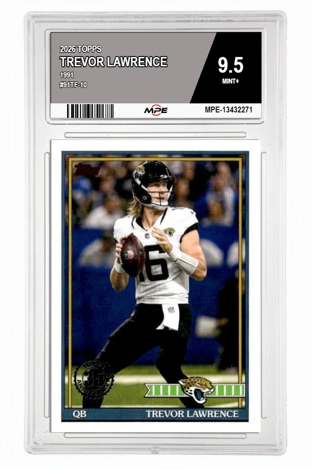 2026 TOPPS 1991 #91TF-10 TREVOR LAWRENCE MPE 9.5 MINT+ — graded card auctioned from the MPE vault